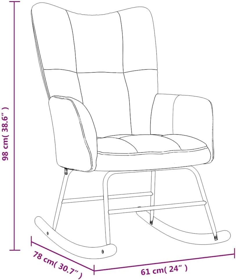 vidaXL Sedia a Dondolo Giallo Senape in Velluto - immagine 3