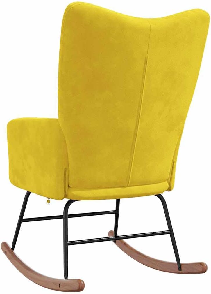 vidaXL Sedia a Dondolo Giallo Senape in Velluto - immagine 5