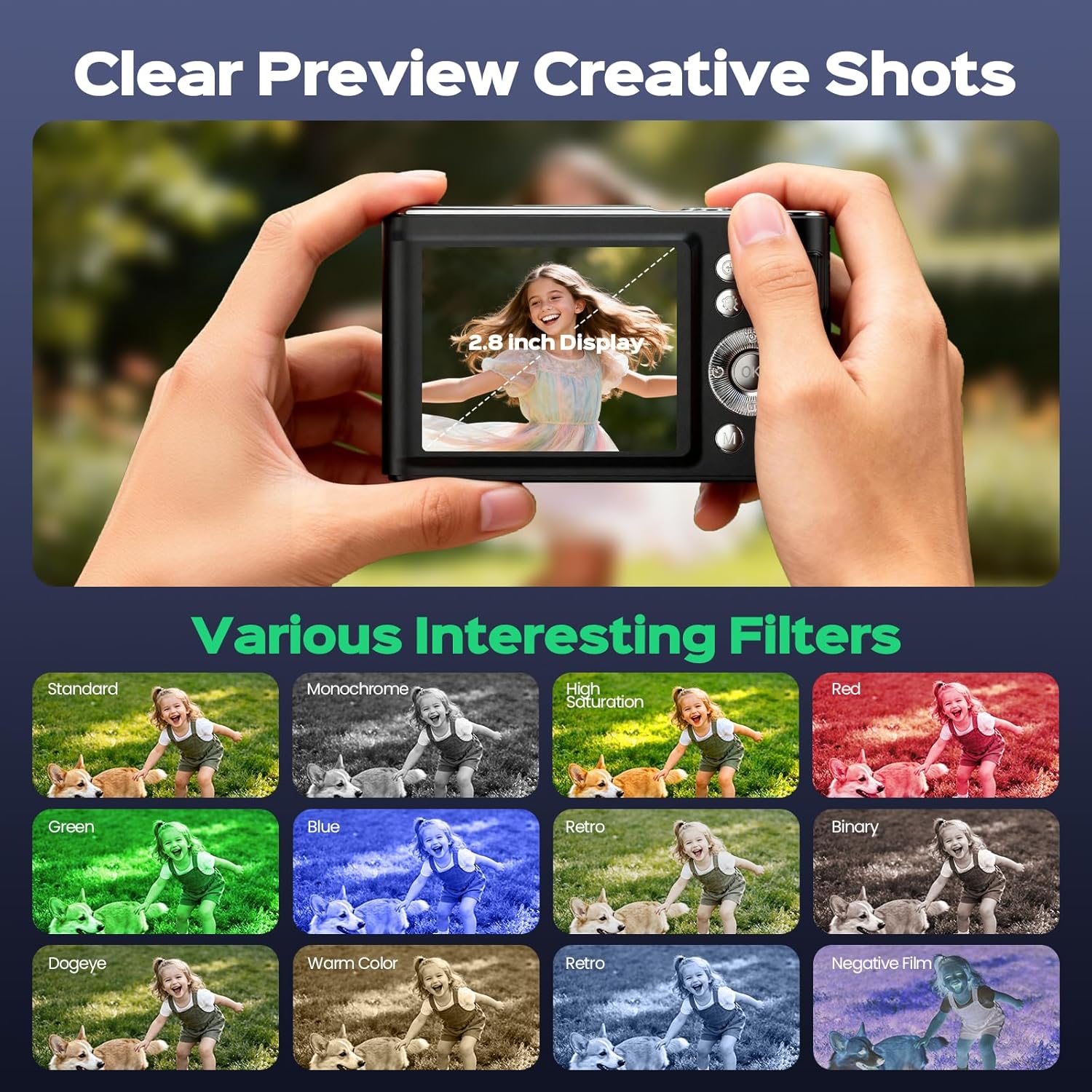 Fotocamera Digitale Bambini 48MP 4K con Schermo 2,8" - immagine 7