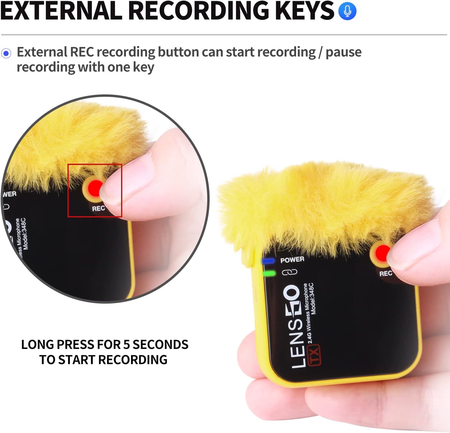 Lensgo 348C 2.4G Wireless Lavalier Microfono System - immagine 3