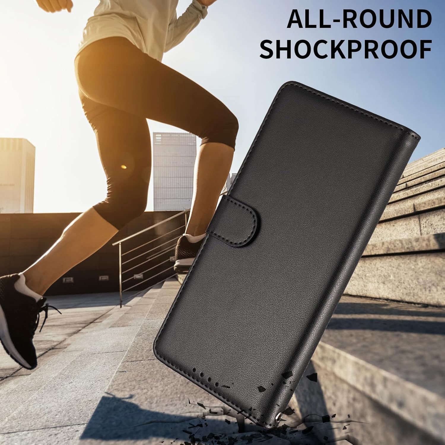 Cover per OPPO A5 Pro (5G/4G) a Libro in Pelle PU, Nero - immagine 5