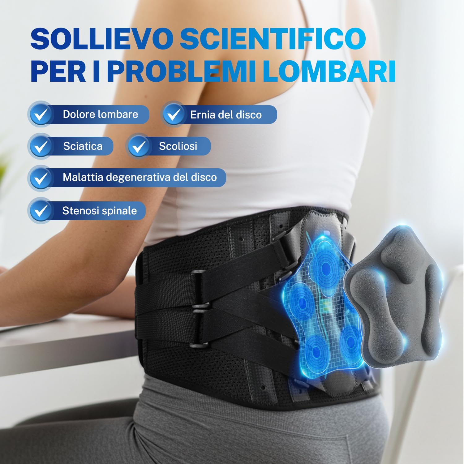 Fascia Lombare Supporto Schiena con Cuscino 3D - immagine 3