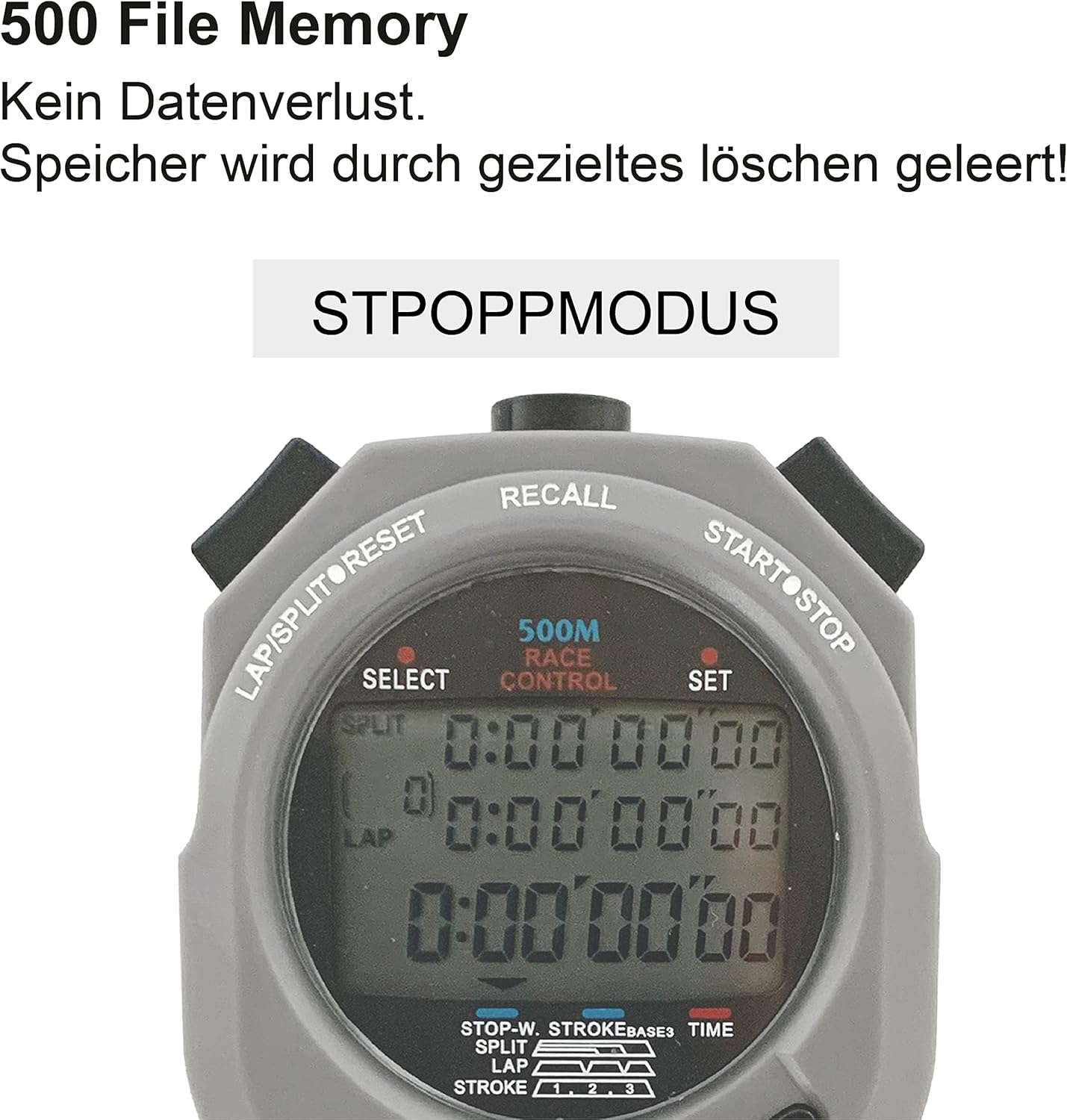 Stoptec Cronometro 496 - Display 3 righe, 500 Memoria - immagine 3