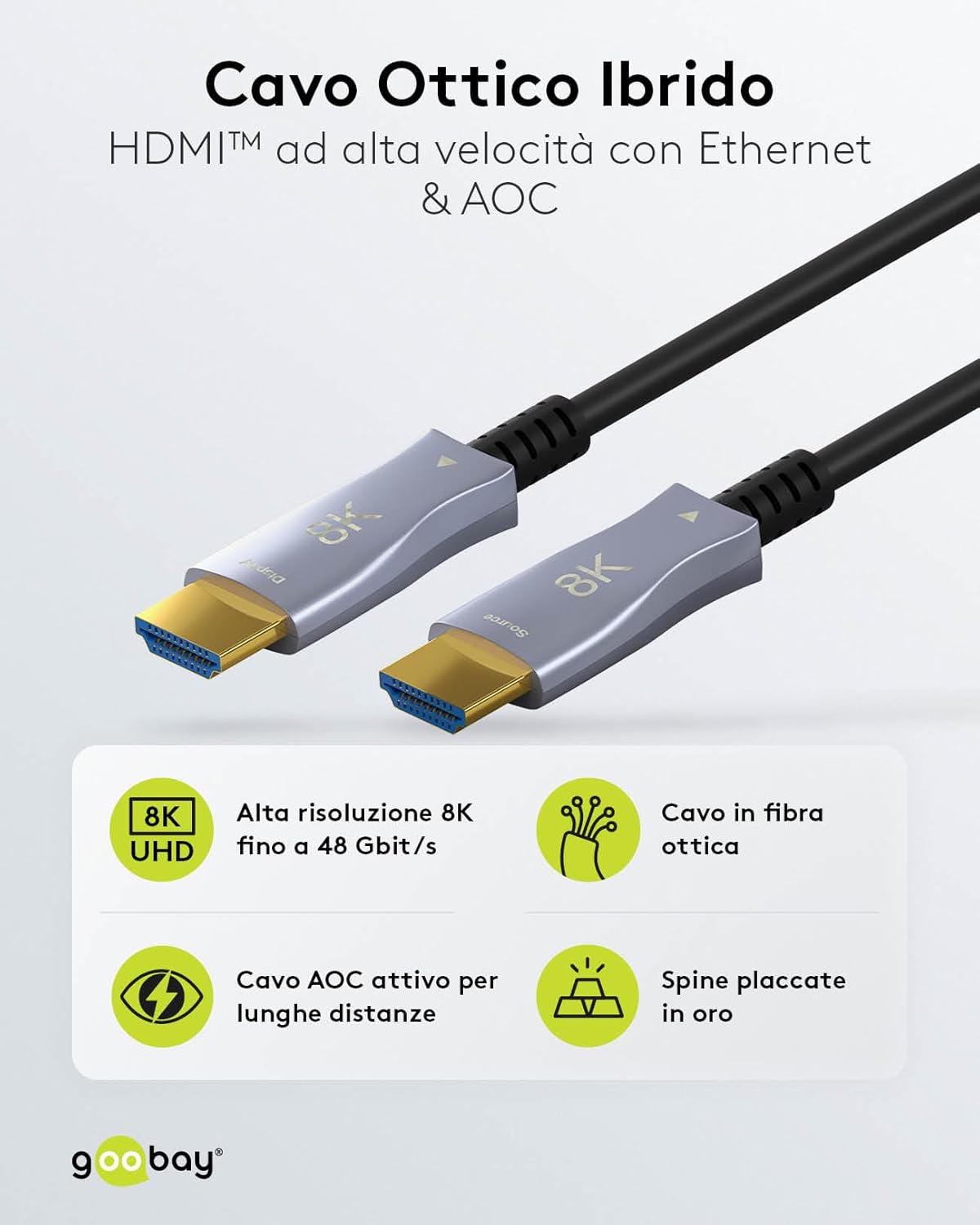 Goobay 65565 - Cavo HDMI 2.1 AOC 100m - immagine 2