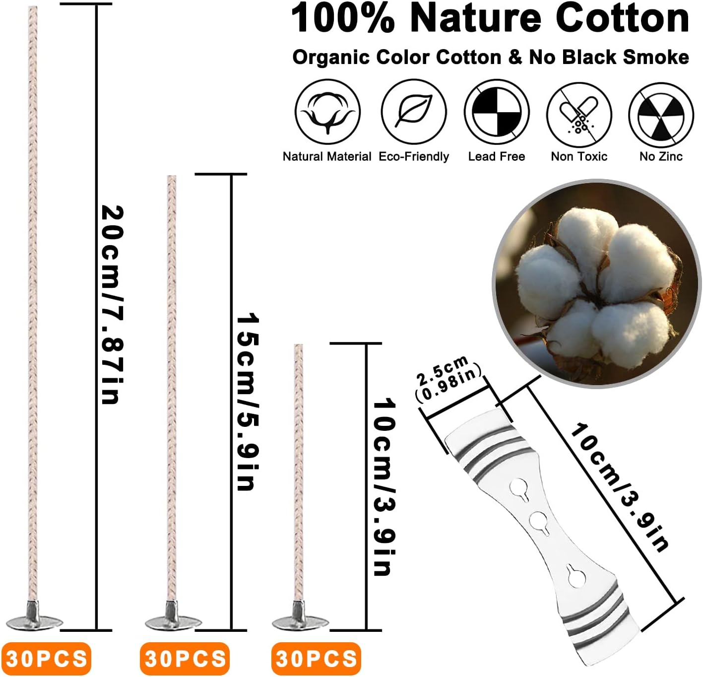 Fruitlet® Stoppini per Candele 100% Cotone, 90 Pezzi - immagine 2