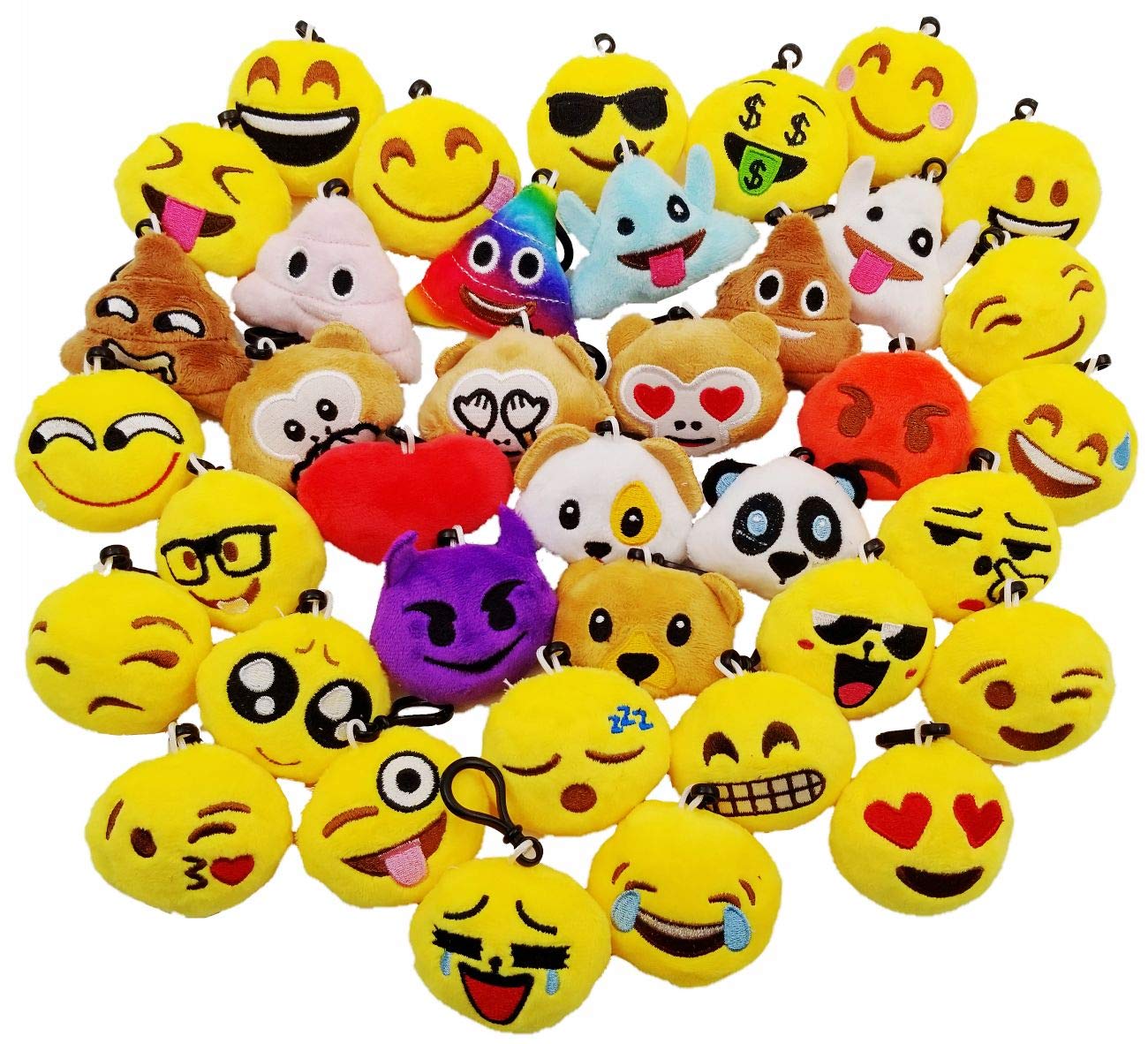 Jzk 38 Mini Peluche Emoticon Portachiavi 5cm Giallo