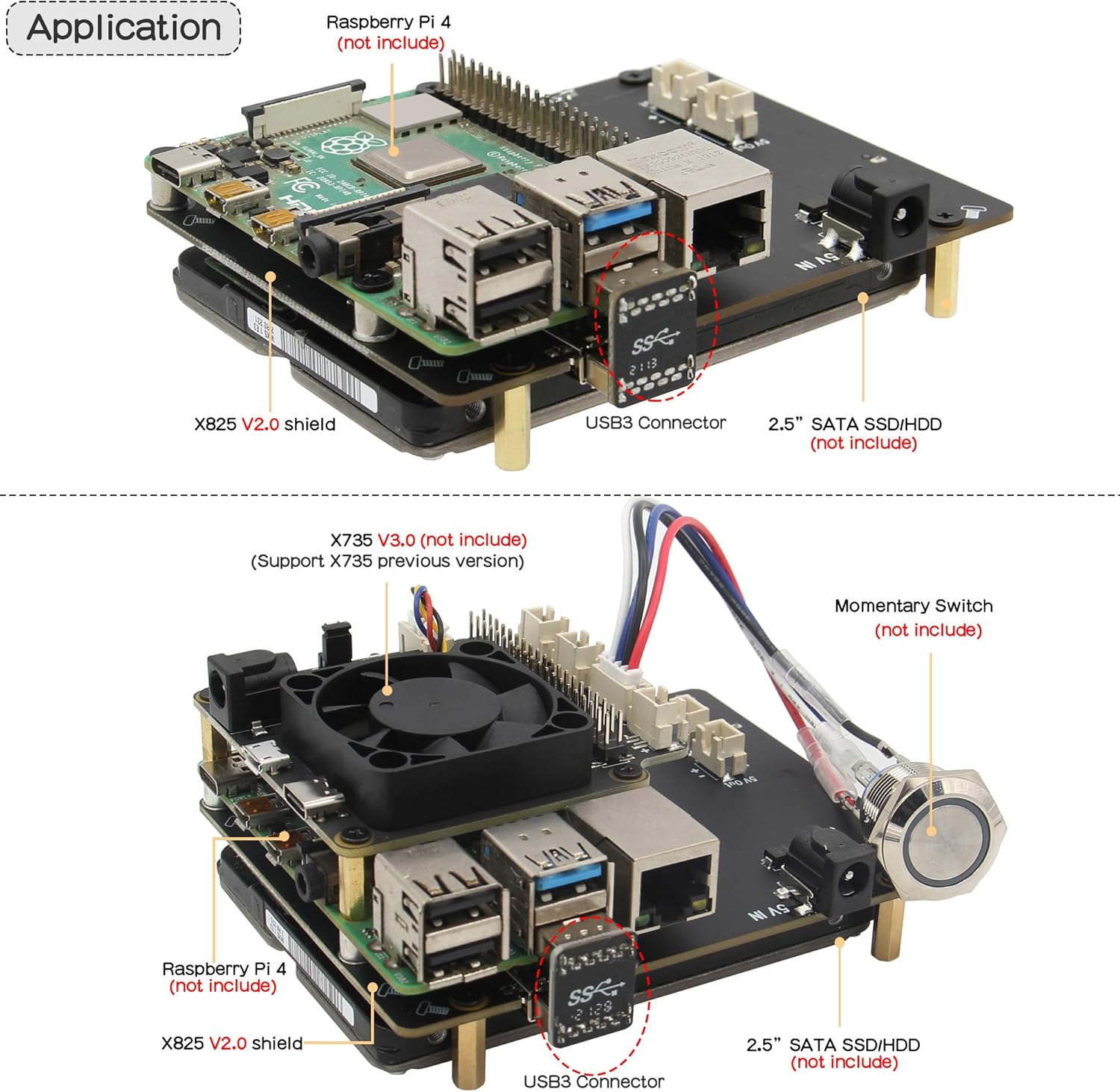 Geekworm Raspberry Pi 4 SATA Storage X825 V2.0 - immagine 3