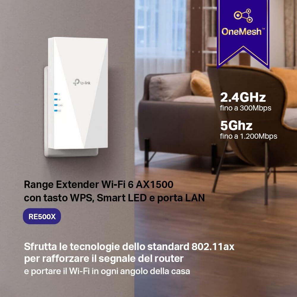 Tp-link Ripetitore Mesh WiFi 6 (RE500X) AX1500 - immagine 2