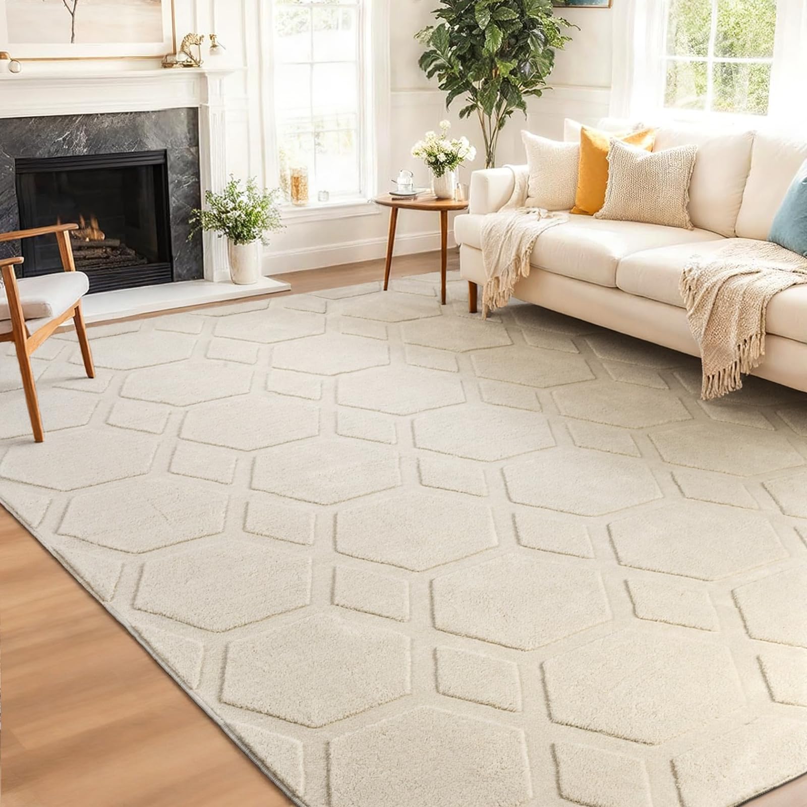 Homcomodar Tappeto Salotto Moderno 160x230cm, Beige