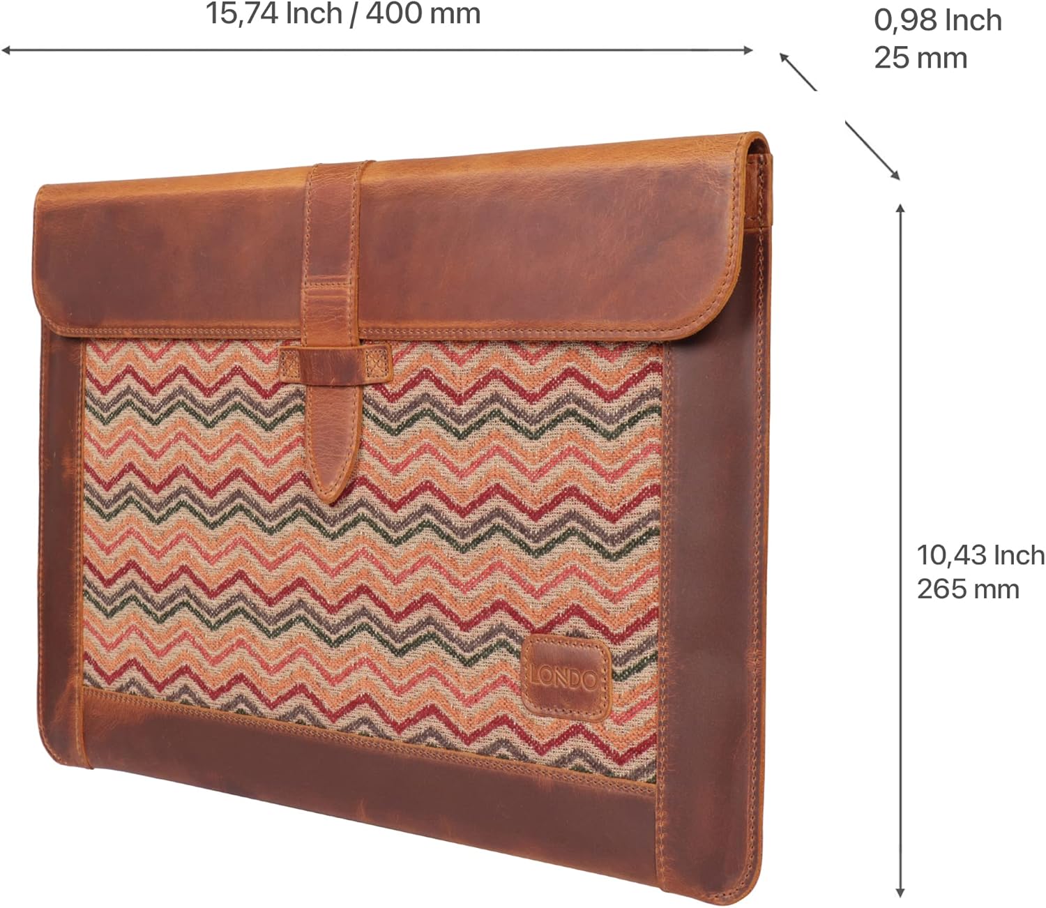 Londo Custodia in Vera Pelle per MacBook Pro/Air 15-16", Cammello - immagine 2