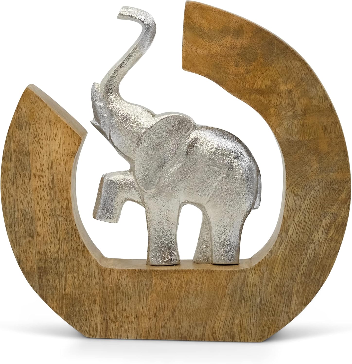 Scultura Elefante "Corso della Vita" in Alluminio e Legno