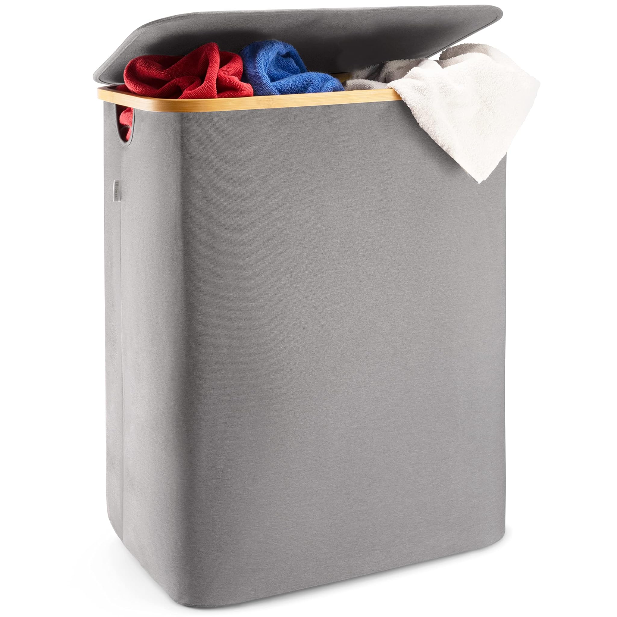 Lonbet Cesto Portabiancheria XXL 150L in Bambù, Beige