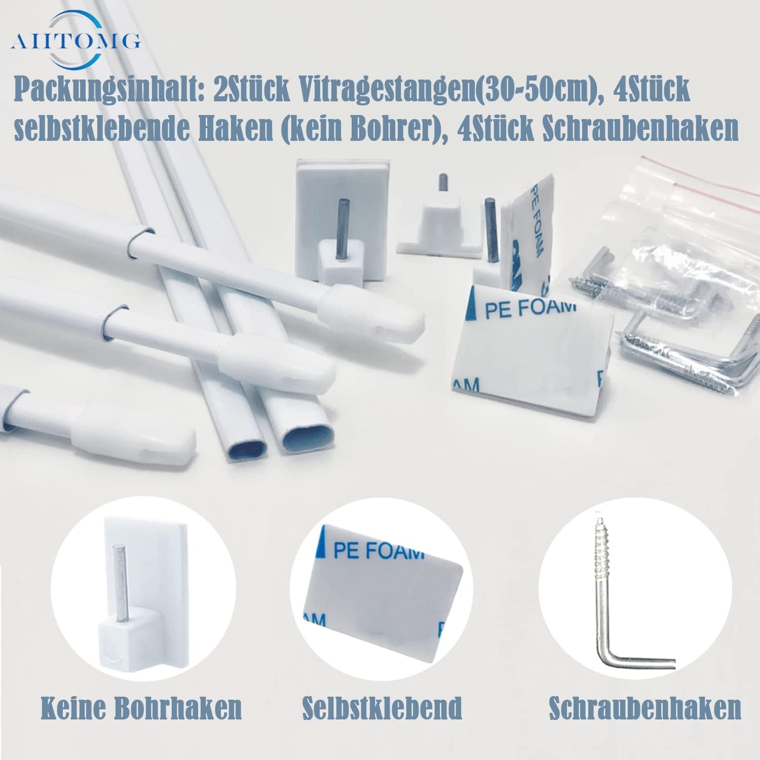 Bacchette per Tende a Vetro Estensibile 30-50cm 2pz - immagine 2