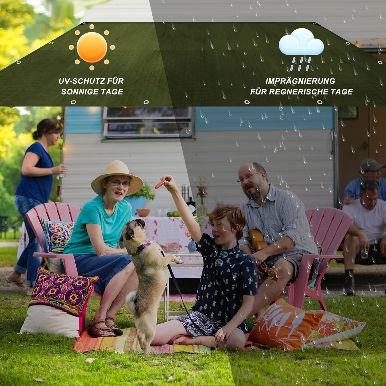 Telo Impermeabile Esterno Blu 1.5 x 2 m - 160 g/m² - immagine 8