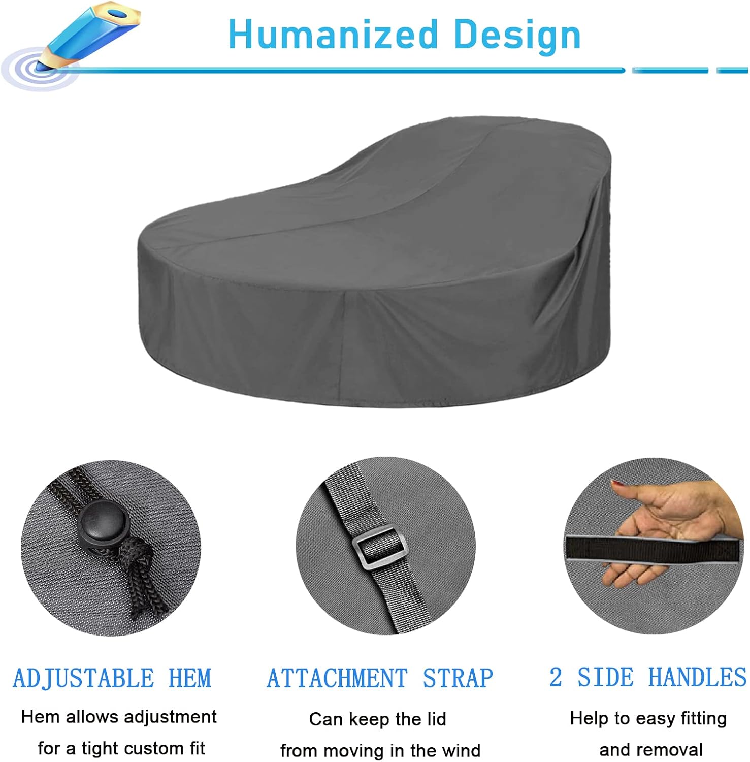 KEKAFU Copertura Isola Prendisole Rotonda 420D, Grigio - immagine 2