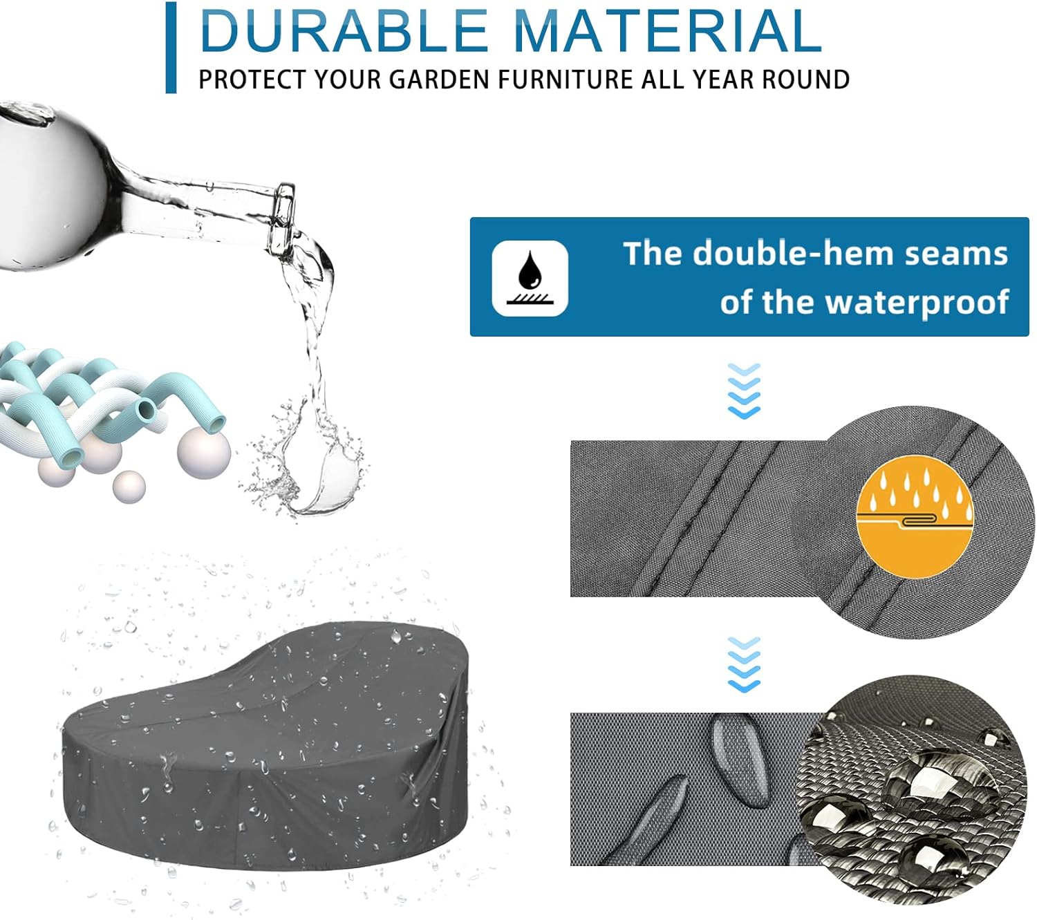 KEKAFU Copertura Isola Prendisole Rotonda 420D, Grigio - immagine 4