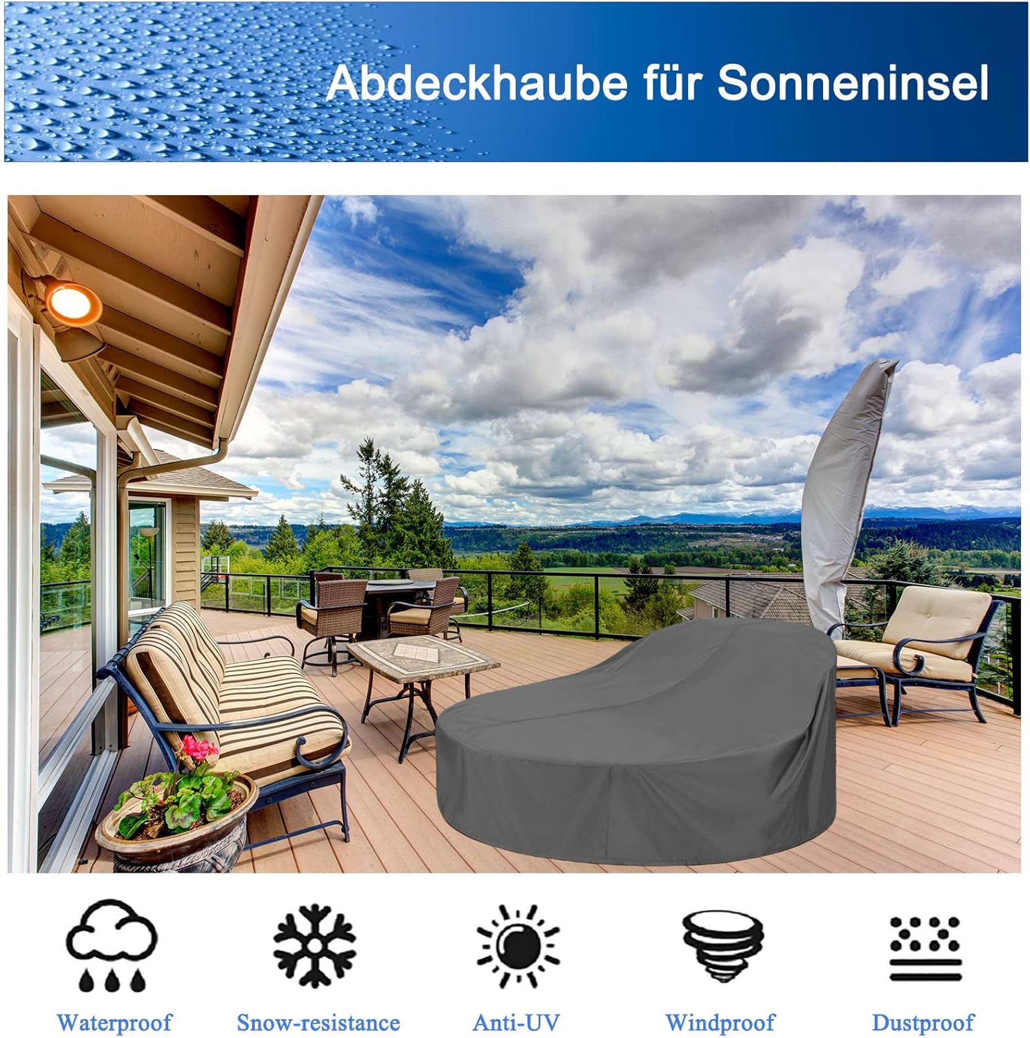 KEKAFU Copertura Isola Prendisole Rotonda 420D, Grigio - immagine 6