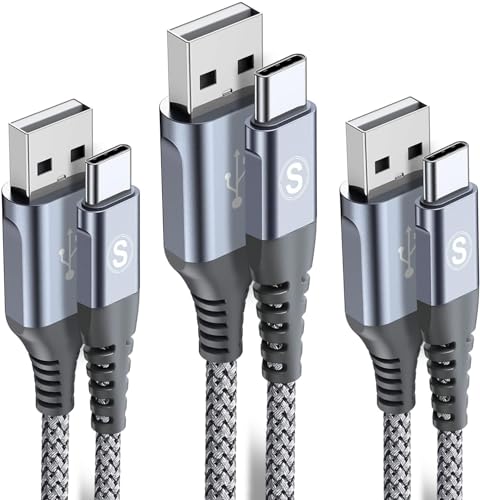 Cavo USB C Ricarica Rapida [3-Pezzi, 1m2m3m] Grigio