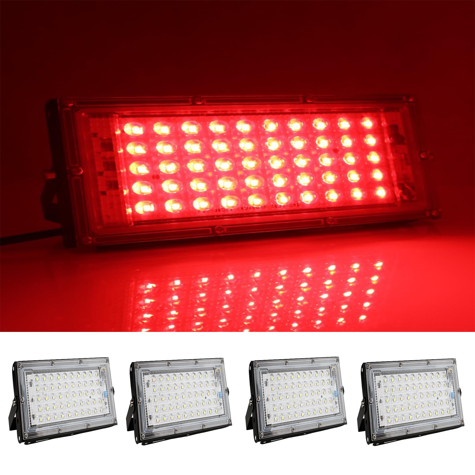 Modoao Luci di Inondazione LED Rosse 50W 4800lm, 4 Pezzi