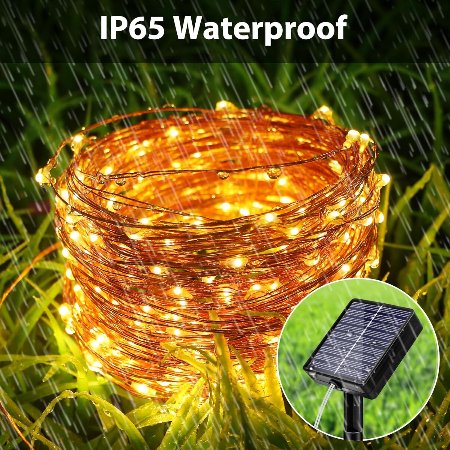 Peasur 3 Pacchi Luci Solari Esterno 120LED 12M, Bianco Caldo - immagine 3