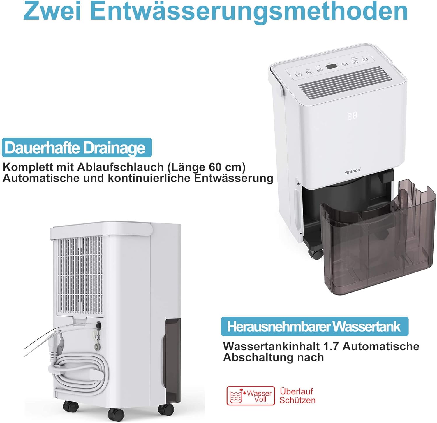 Shinco Deumidificatore Silenzioso 10L/Giorno per Max 15㎡ - immagine 6