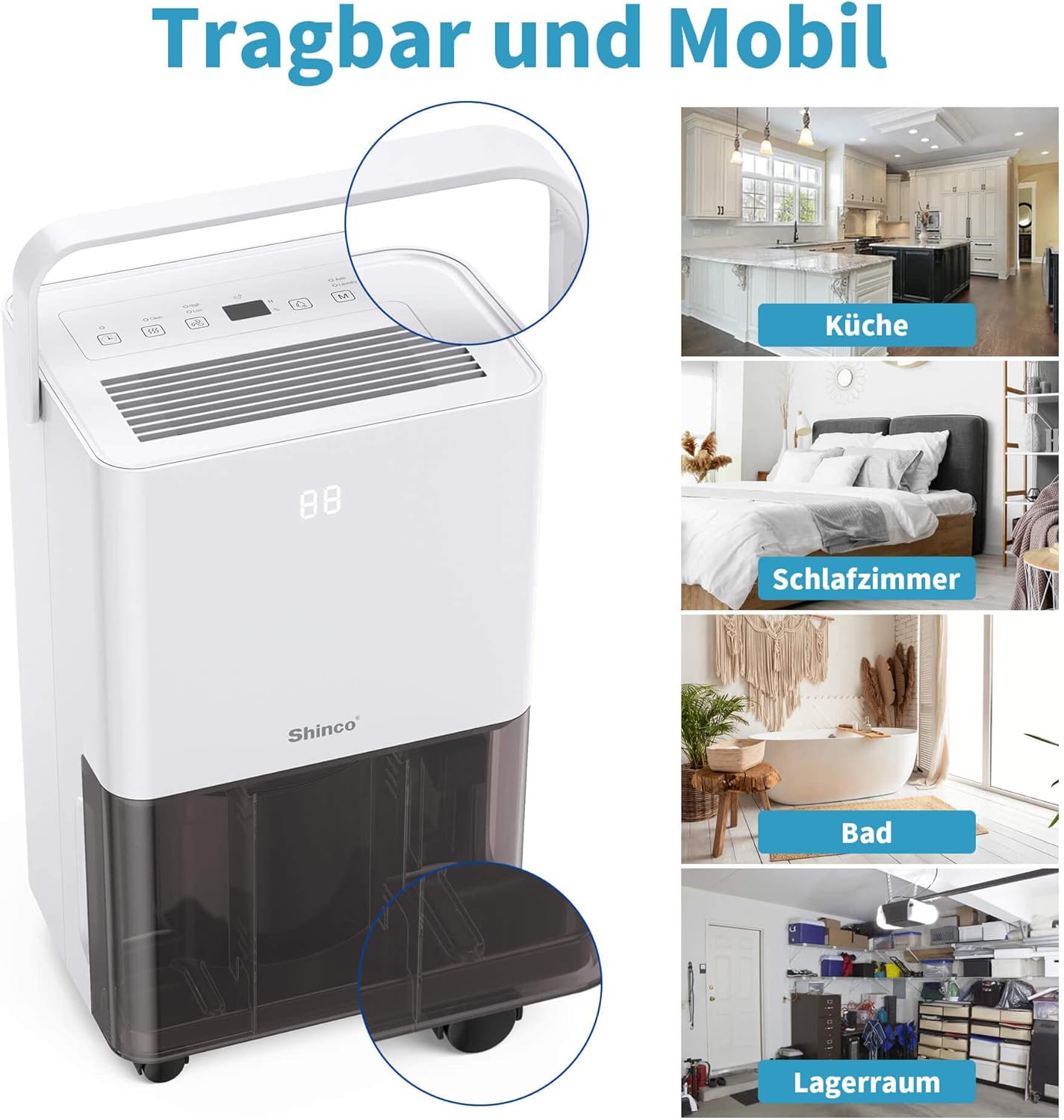 Shinco Deumidificatore Silenzioso 10L/Giorno per Max 15㎡ - immagine 7