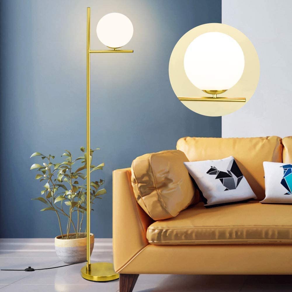 Depuley Lampada a Stelo LED con Sfera di Vetro, Oro