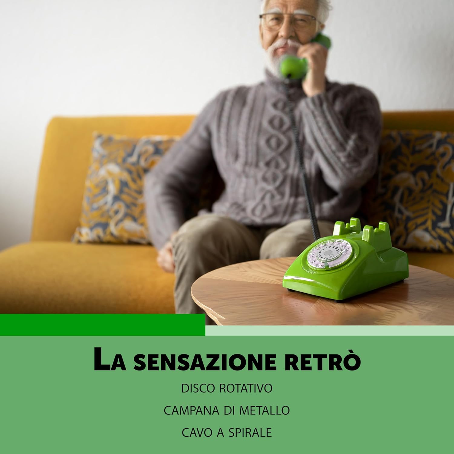 Opis 60s Cable - Telefono Fisso Vintage, Verde - immagine 3