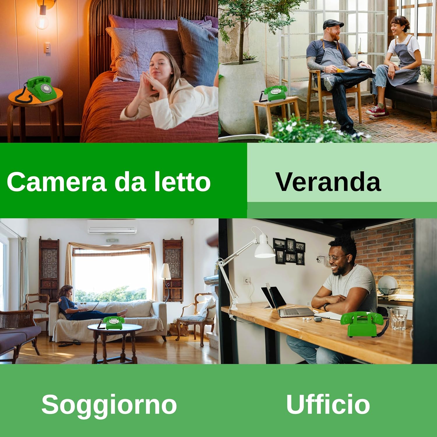 Opis 60s Cable - Telefono Fisso Vintage, Verde - immagine 5