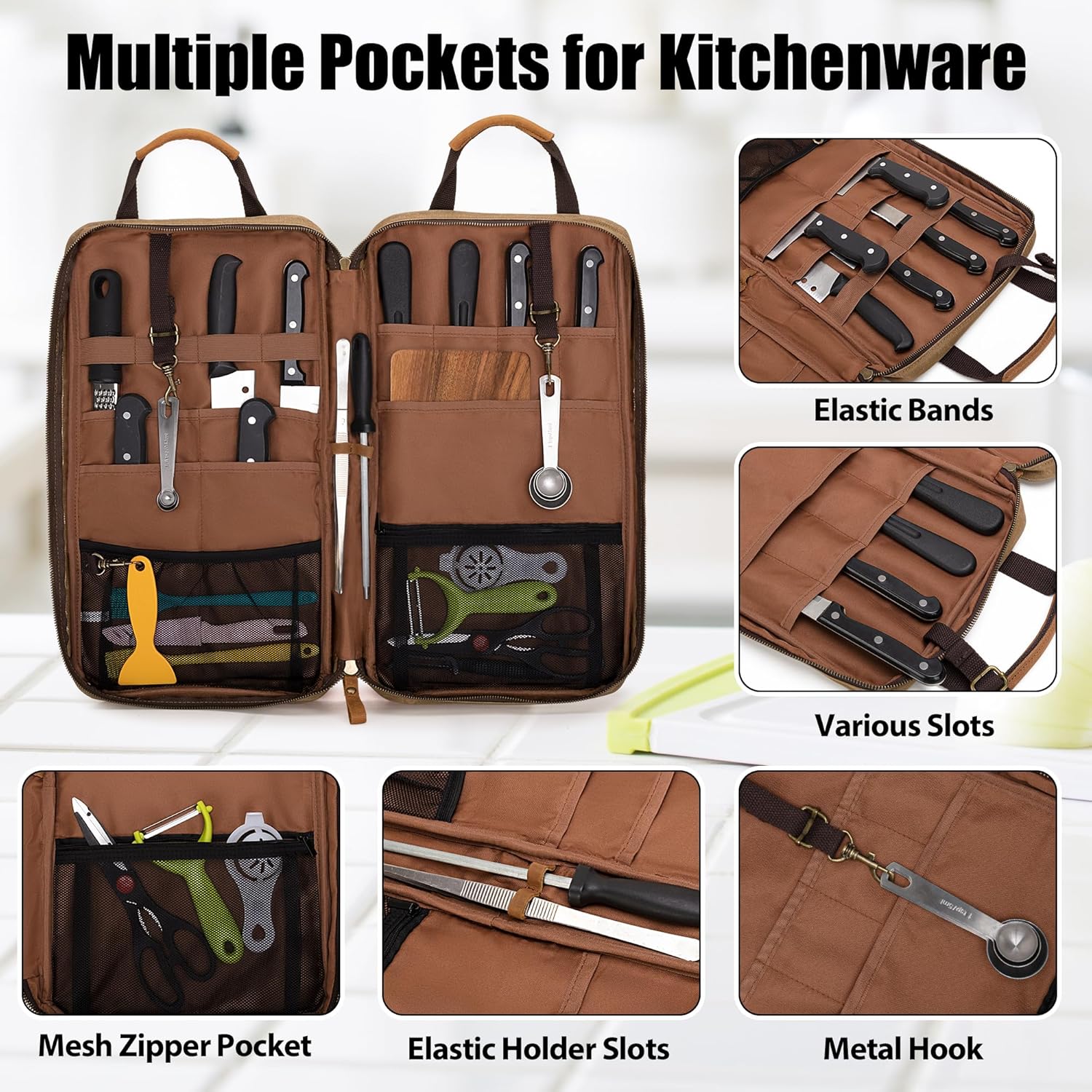 Damero Borsa Coltelli in Tela Cerata 13 Scomparti - immagine 2