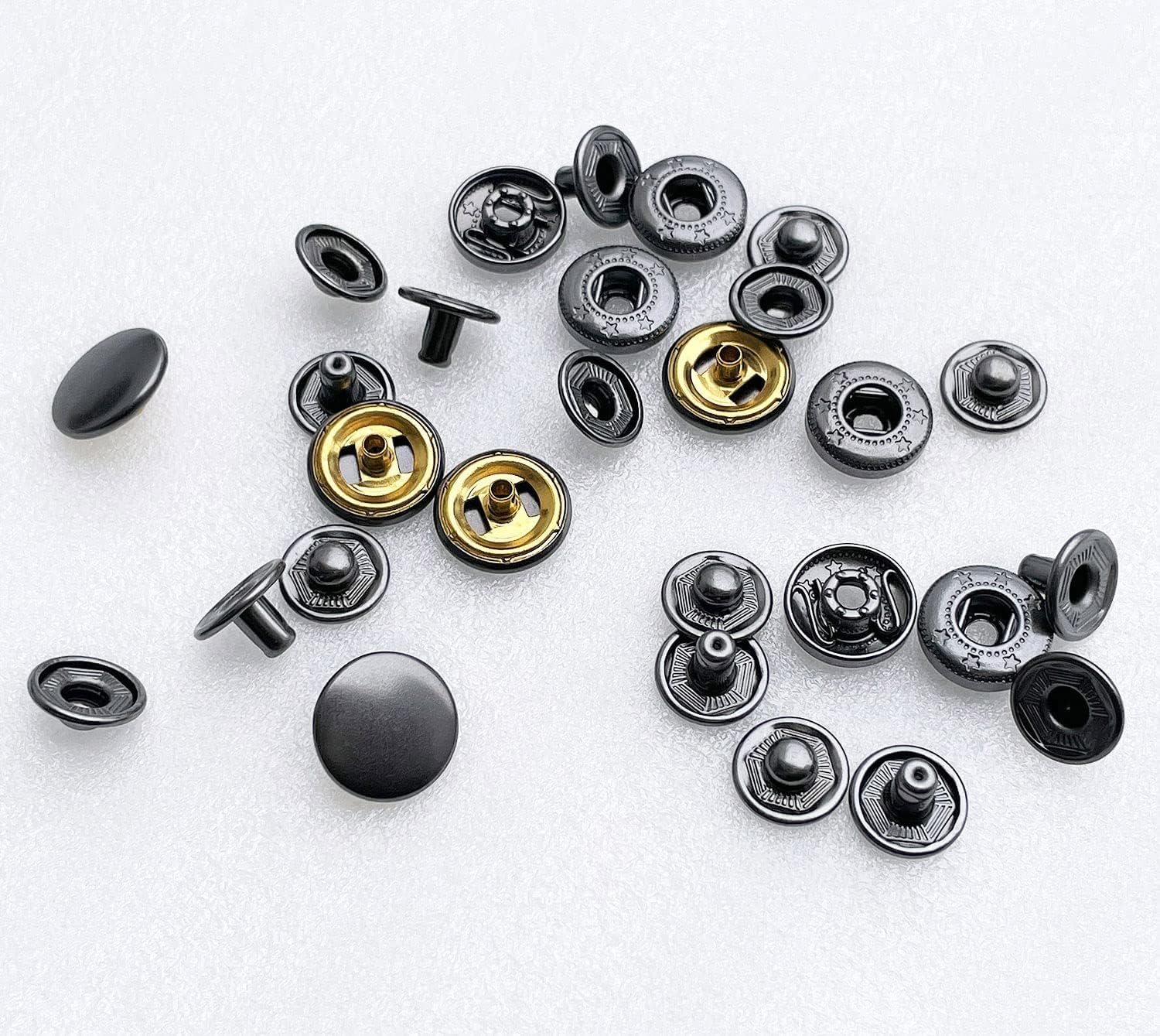 Bottoni Automatici con Pinze Φ15mm, 40 Set Nero - immagine 4