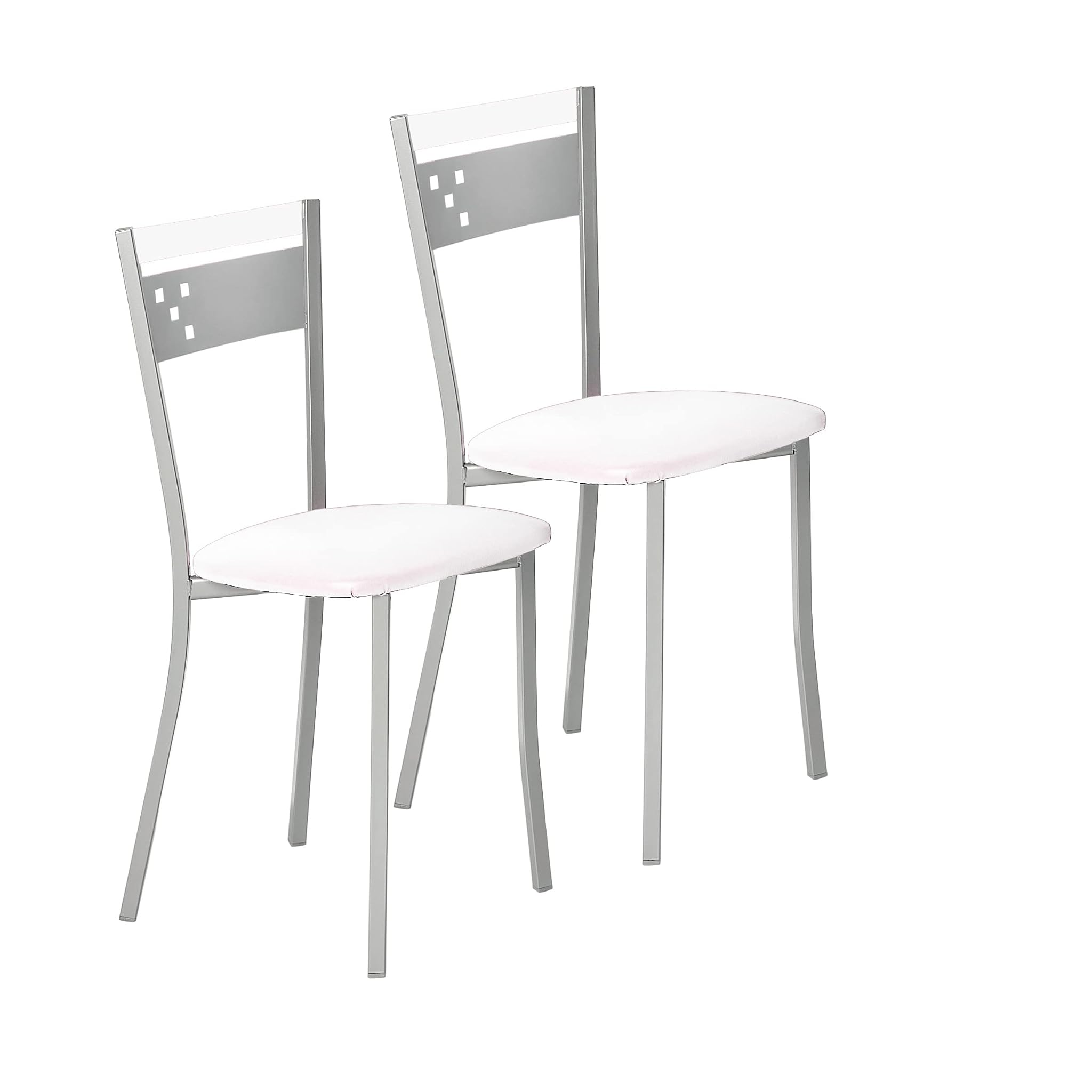 ASTIMESA Due sedie da cucina in metallo schienale e seduta bianco