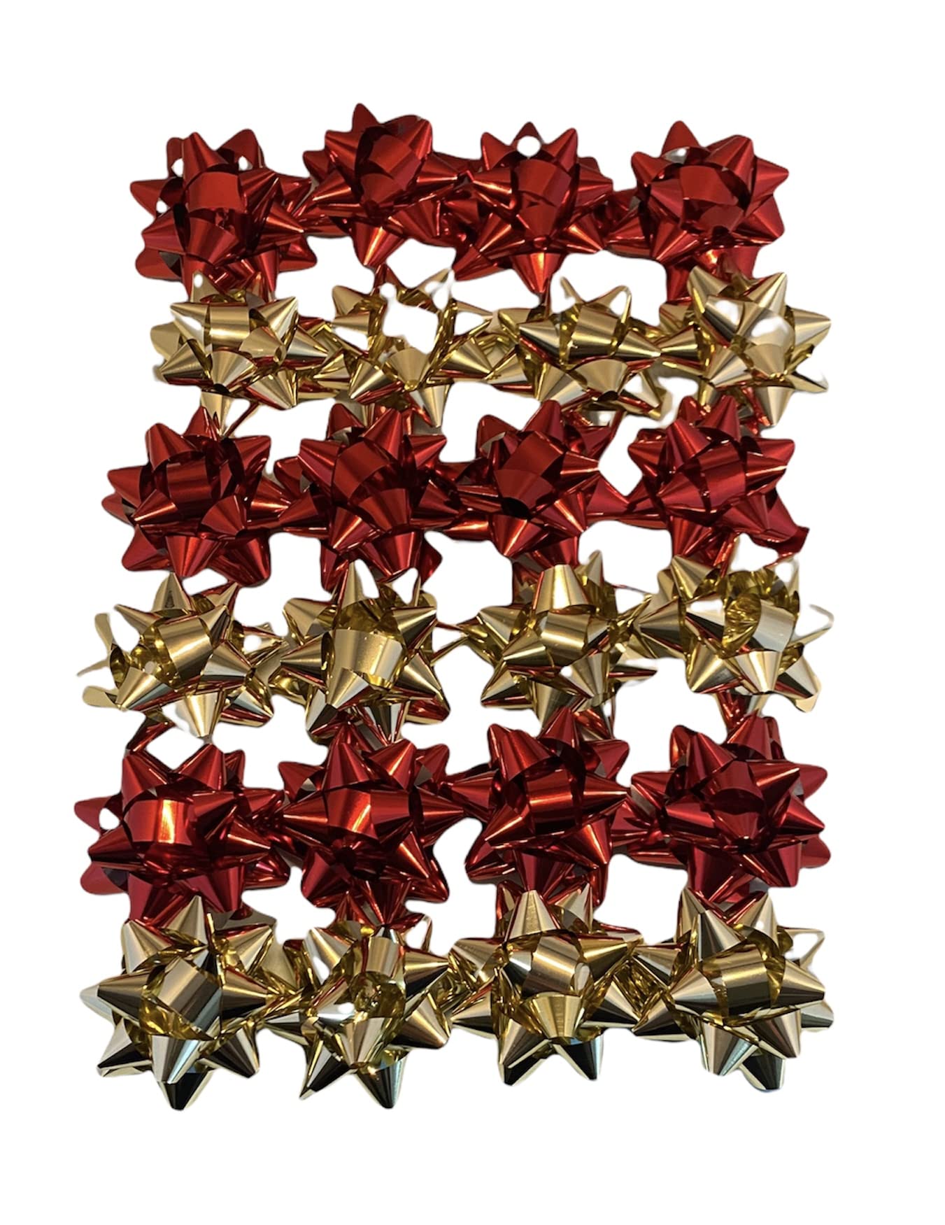 24 Coccarde da Regalo Grandi 6cm, Rosso e Oro Metallico