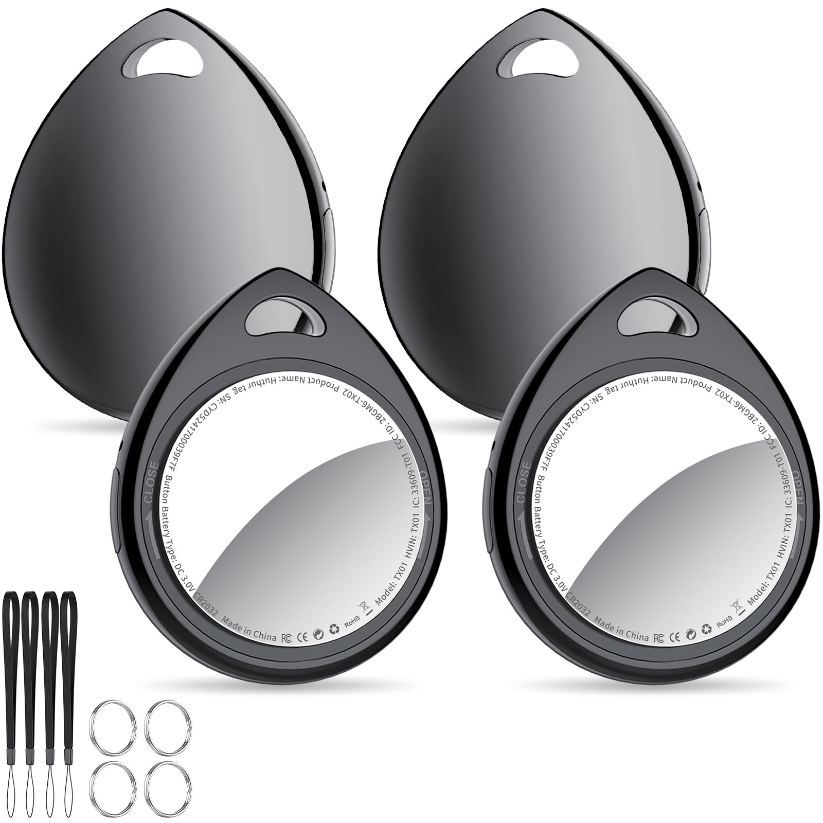 Air Tags - Smart Tracker Bluetooth 4 Pezzi, Nero