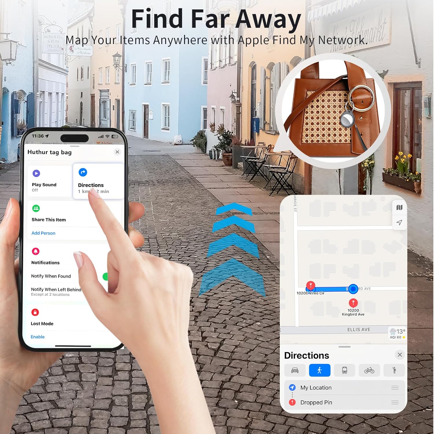 Air Tags - Smart Tracker Bluetooth 4 Pezzi, Nero - immagine 7