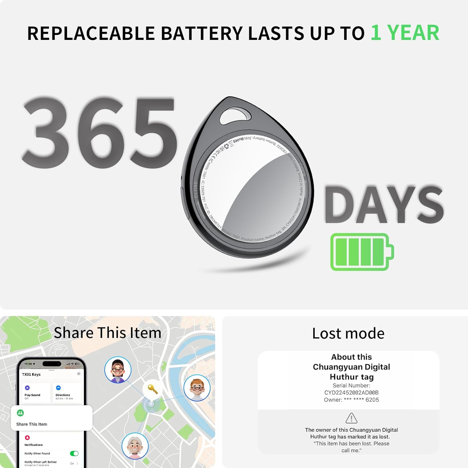 Air Tags - Smart Tracker Bluetooth 4 Pezzi, Nero - immagine 9