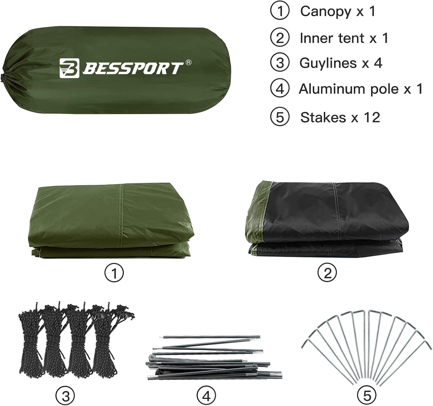 Bessport Tenda da Campeggio 2-3 Persone 4 Stagioni - immagine 3