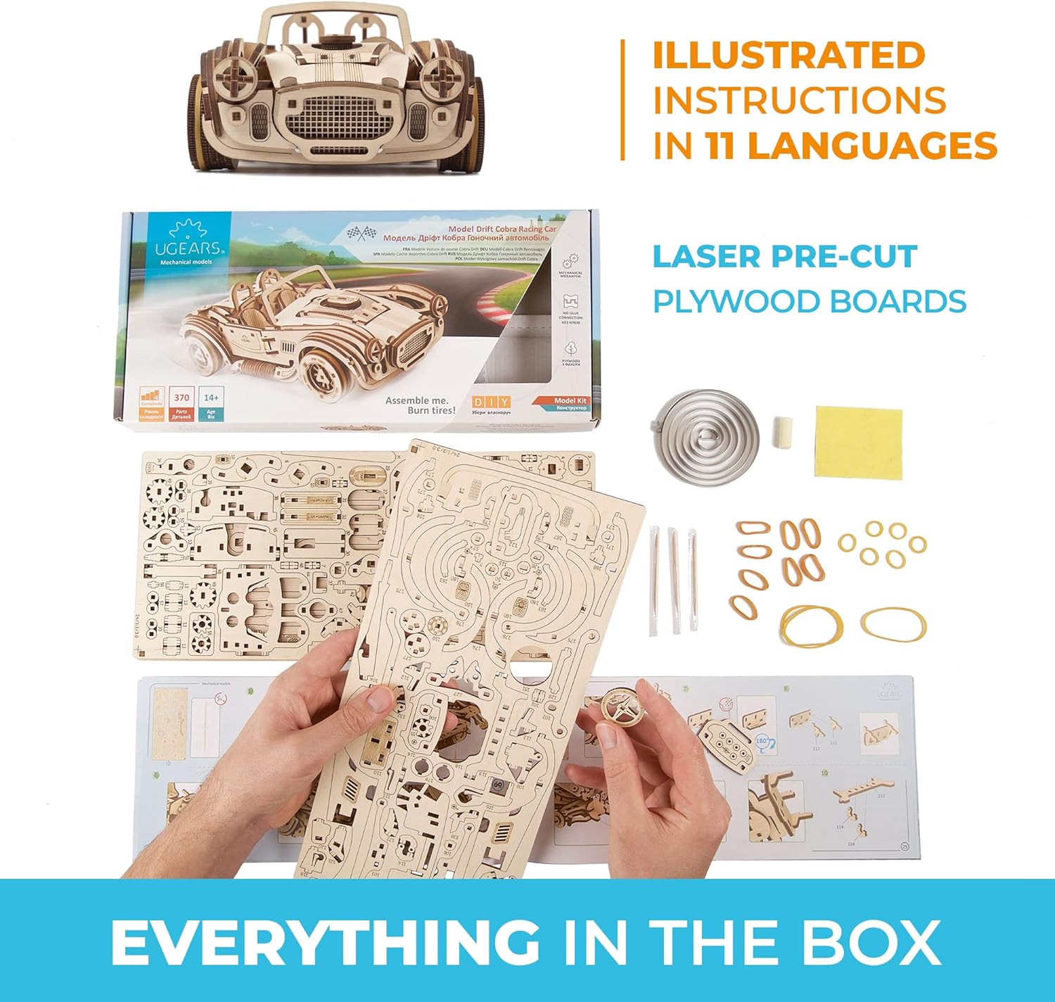 Ugears Drift Cobra Racing Car - Puzzle 3D Vintage - immagine 4
