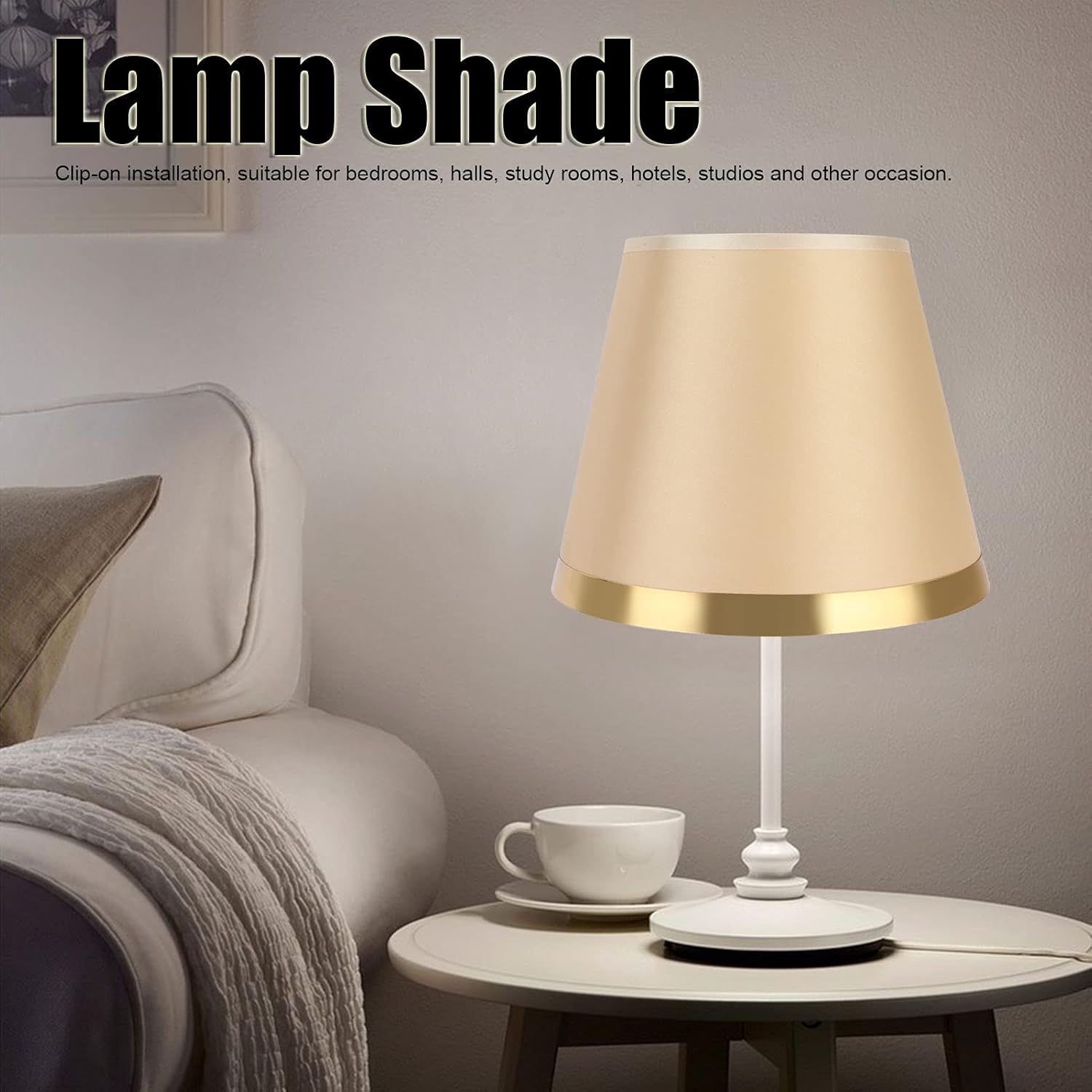 Paralume Lampada E27 in Tessuto, Oro - immagine 5