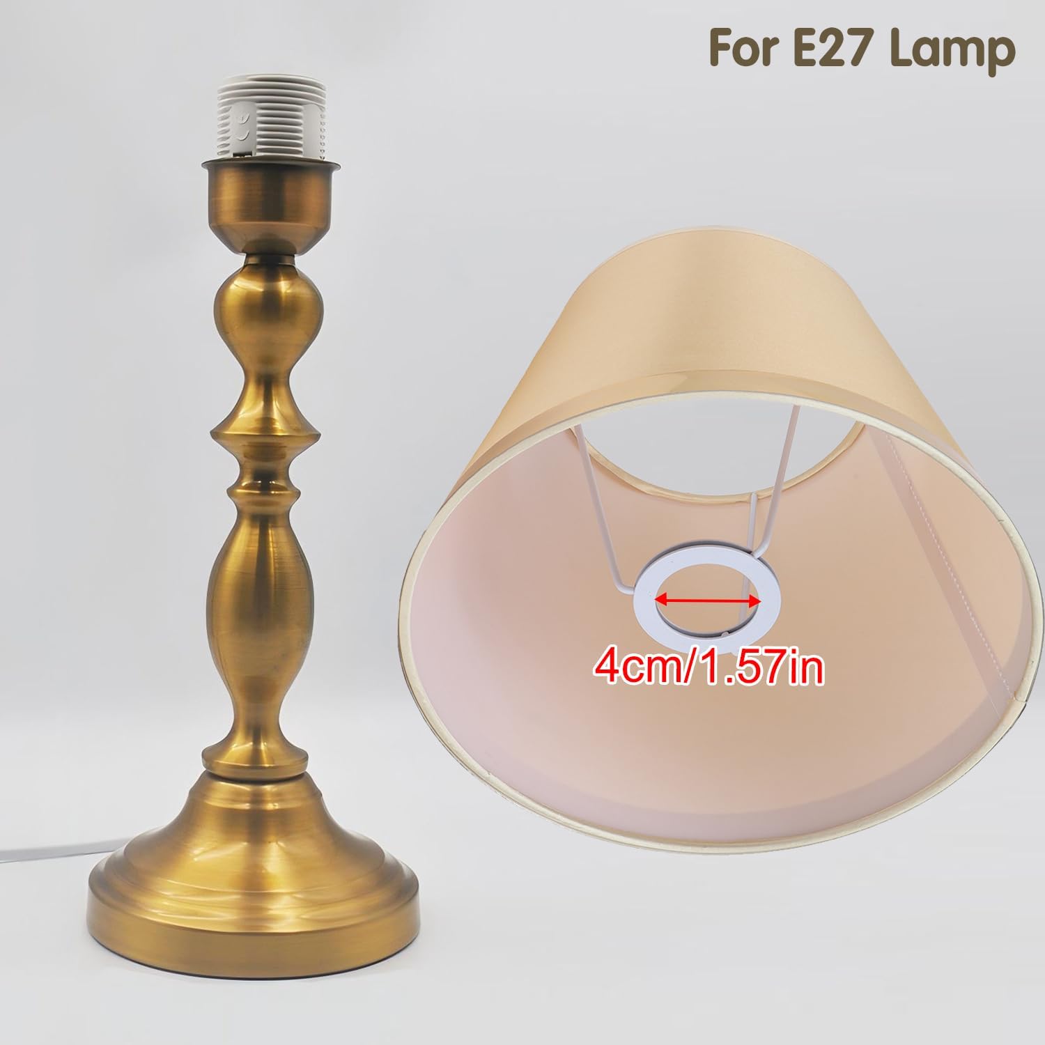 Paralume Lampada E27 in Tessuto, Oro - immagine 7