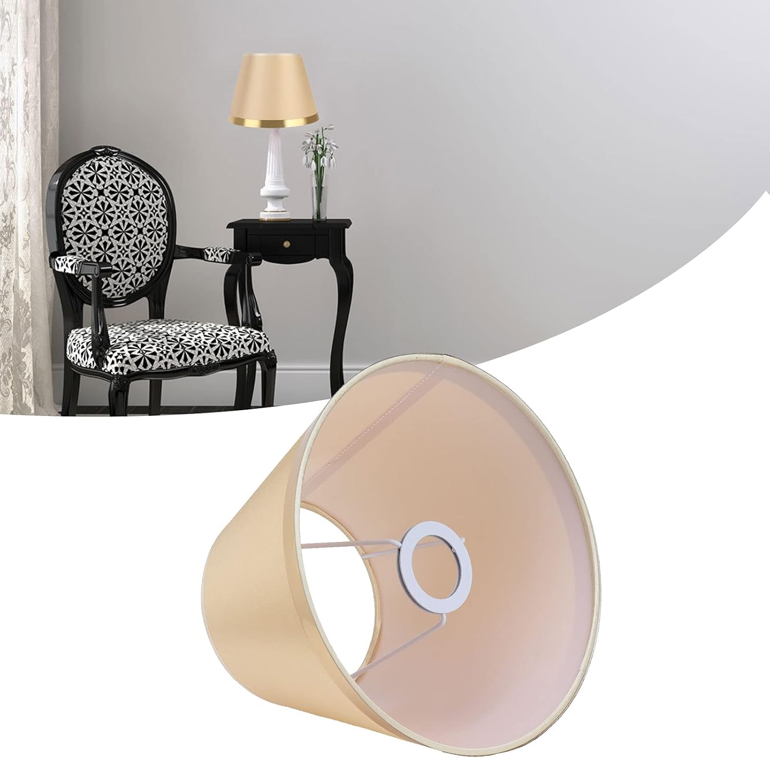 Paralume Lampada E27 in Tessuto, Oro - immagine 8