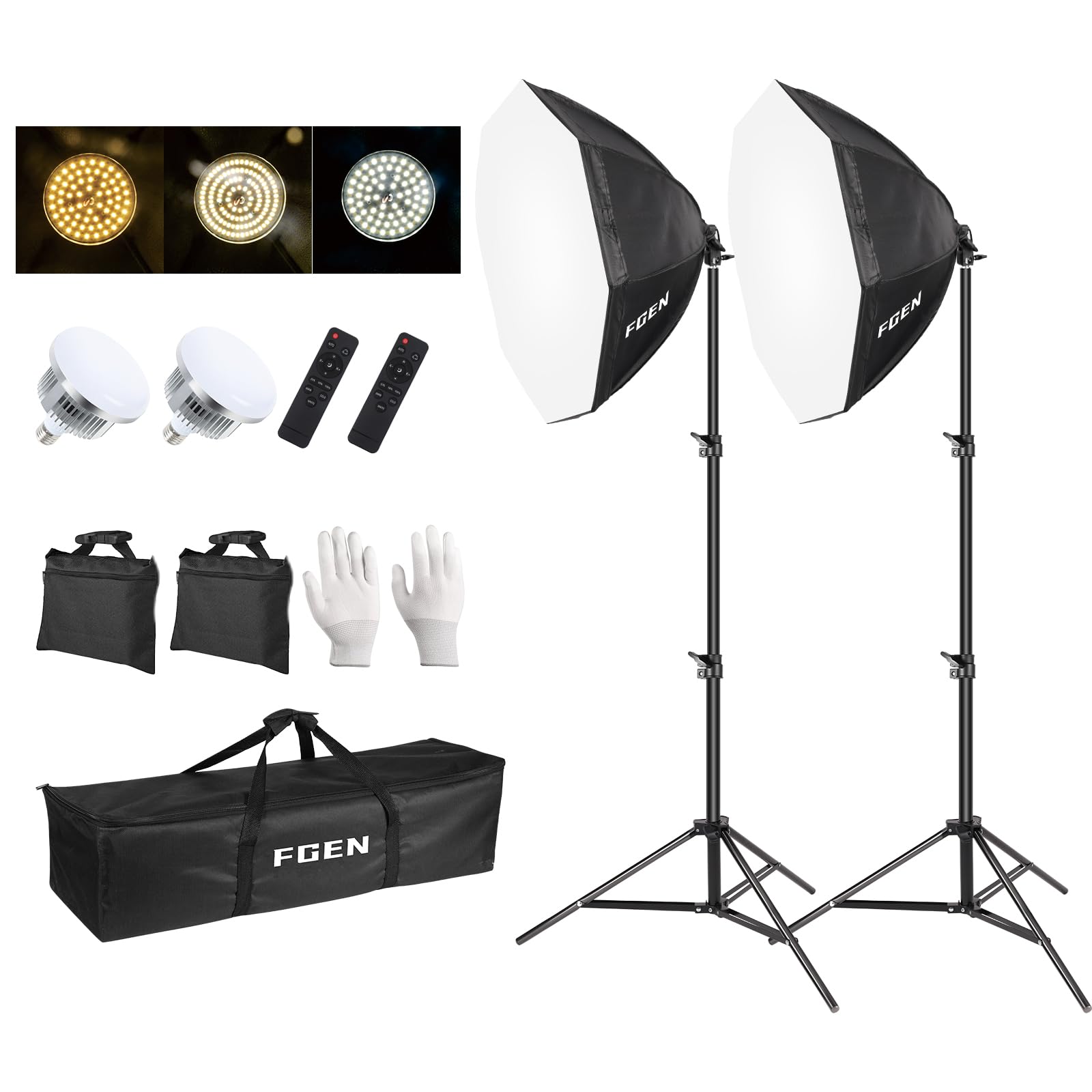 Fgen Softbox Light Ottagonale con Luce LED 120W