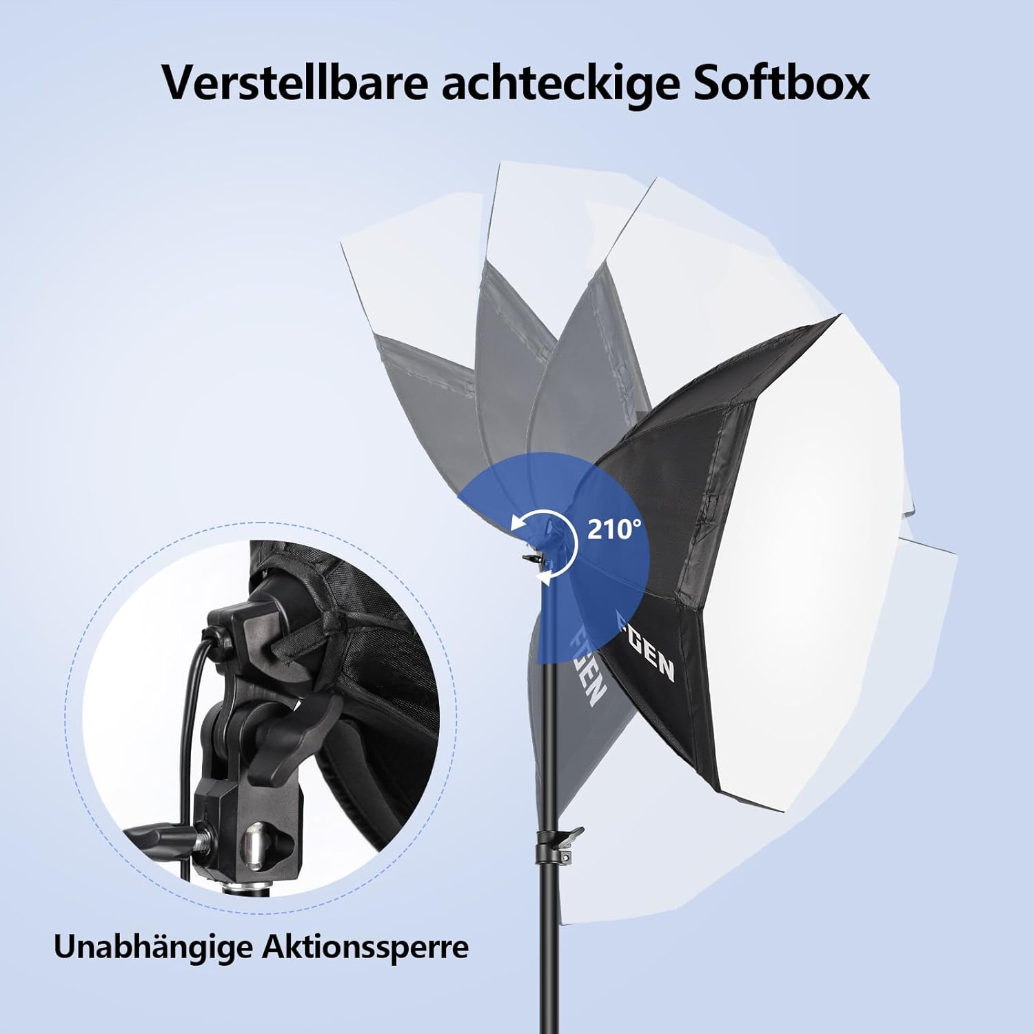 Fgen Softbox Light Ottagonale con Luce LED 120W - immagine 7