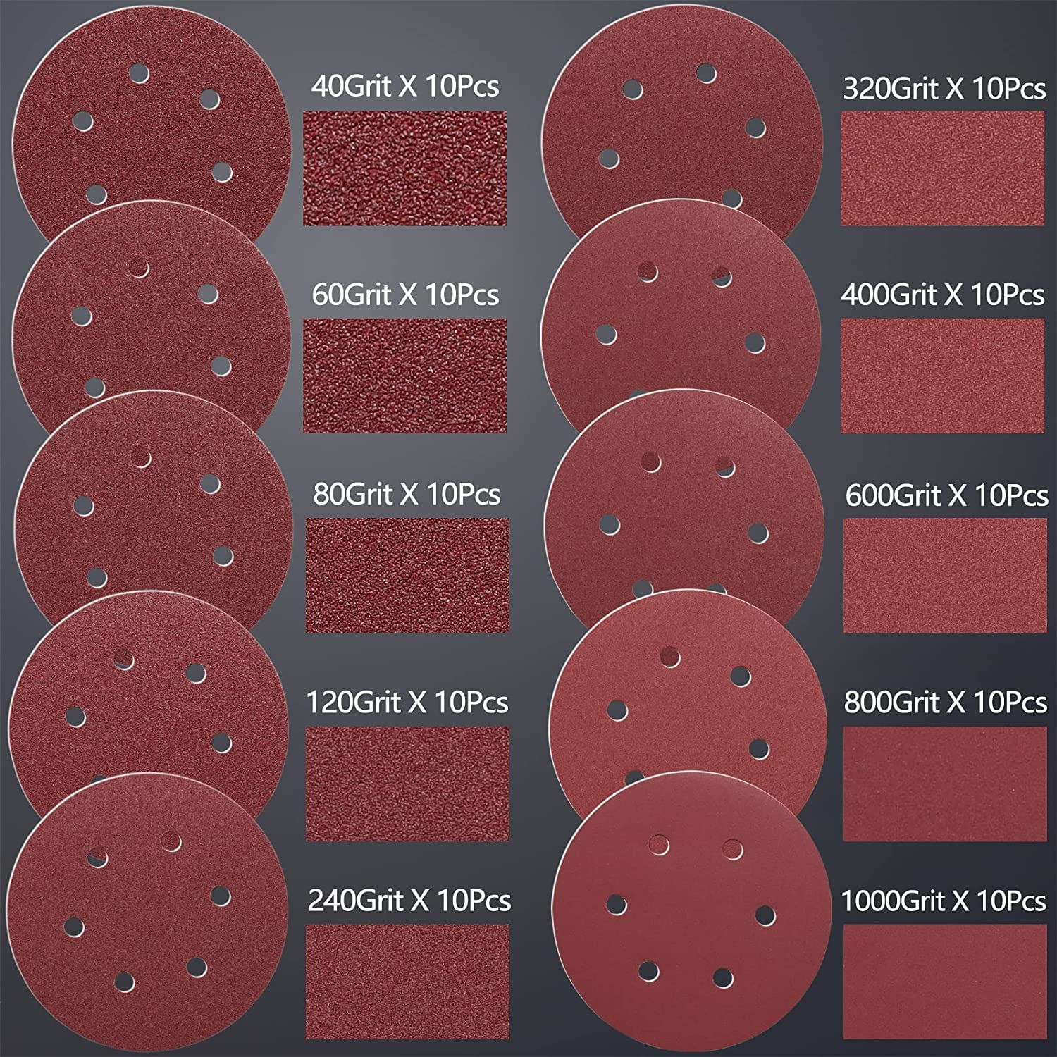 Stebruam 100 Dischi Abrasivi 150mm Grana 40-1000 - immagine 2