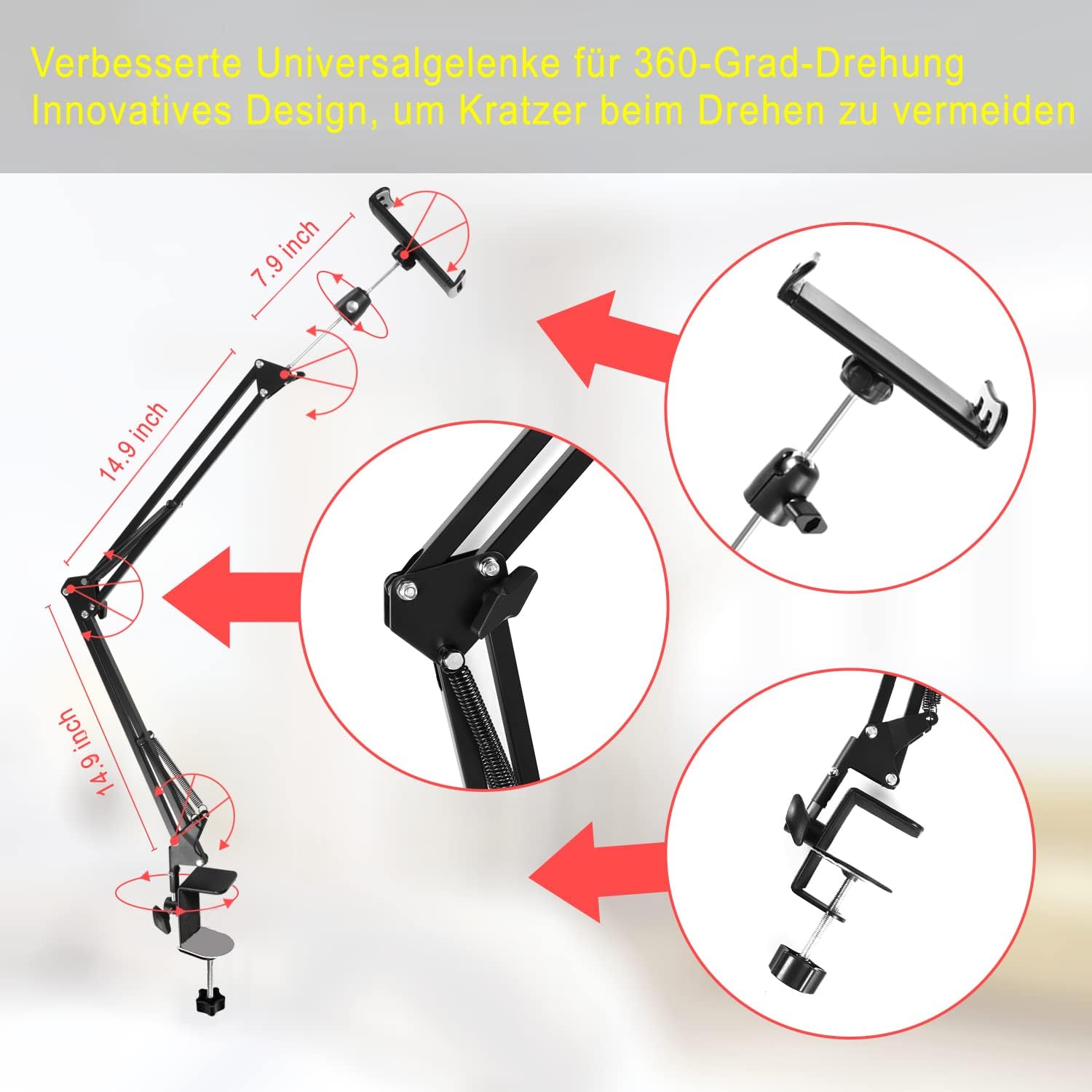 Supporto per Tablet da Letto con Braccio in Alluminio - immagine 6