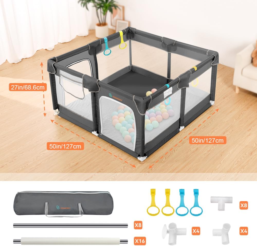 Comomy Box per Bambini 127x127x66 cm, Grigio Scuro - immagine 6
