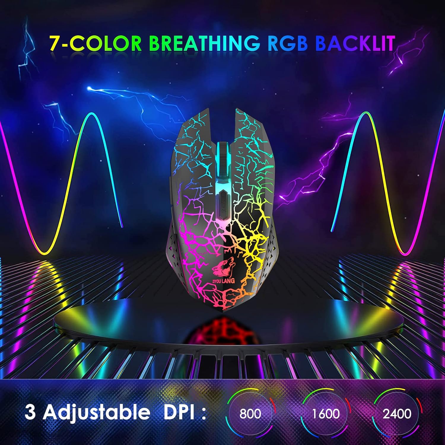 Combo Tastiera e Mouse Wireless 60% Ricaricabile, Nero - immagine 7