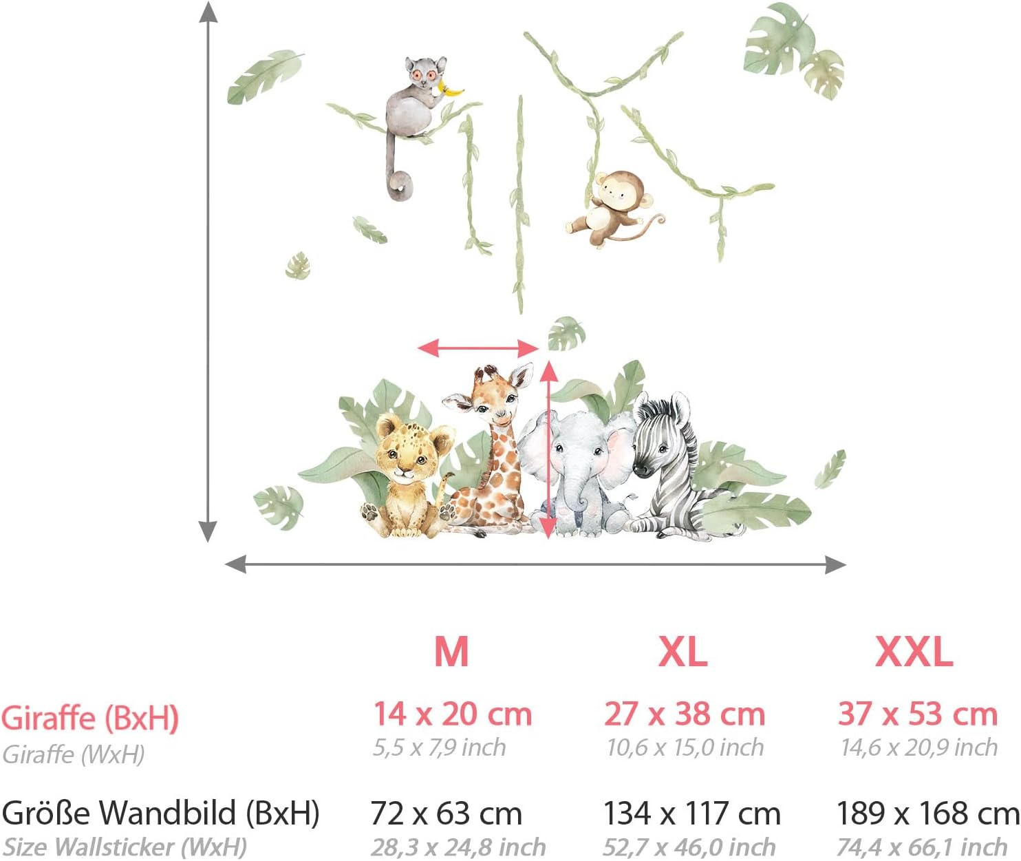 Grandora Adesivo da parete XXL con animali Safari DL807-5 - immagine 3