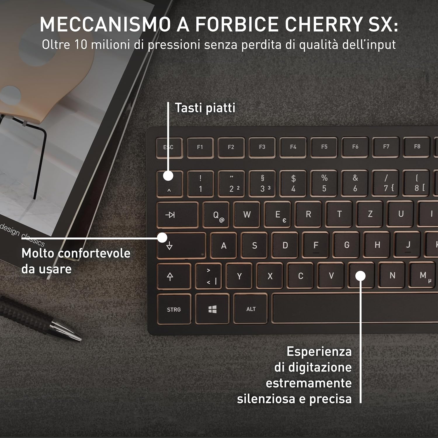 Cherry DW 9100 SLIM - Set Tastiera e Mouse Wireless, Nero-Bronzo - immagine 4