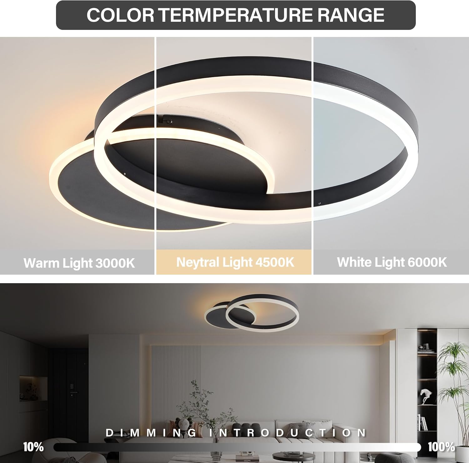 Mounm Plafoniera LED Soffitto Dimmerabile 36W 3600lm - immagine 2